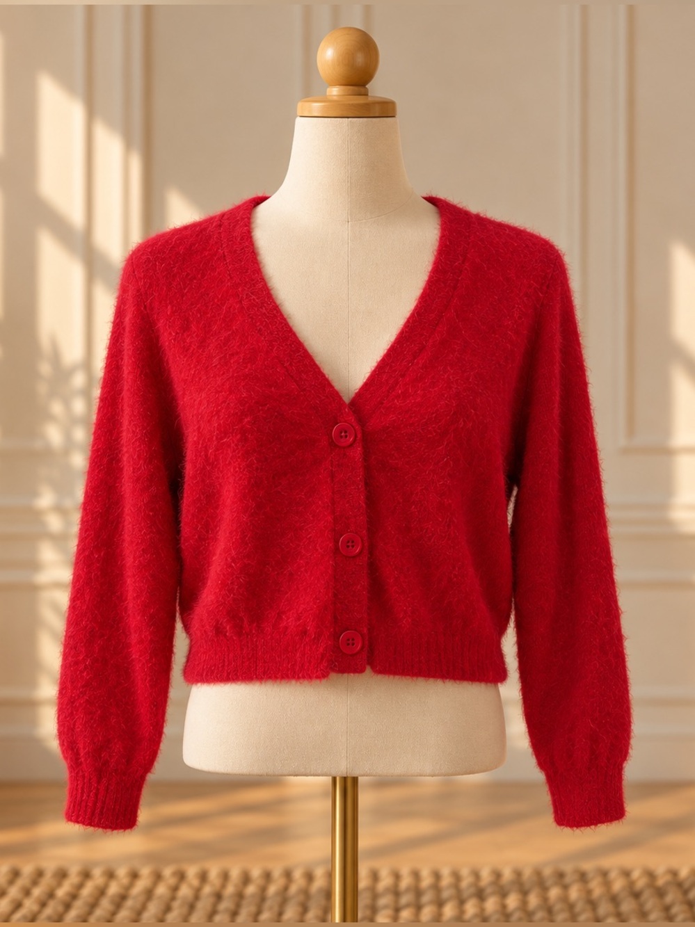 Hazel Moon Bright Red Soft Button Front Cardigan Sweater XL